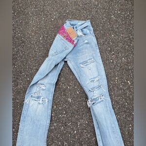 Pacsun Women’s distressed and beaded jeans